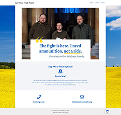 Website for a fundraiser for Ukrainian army, MA